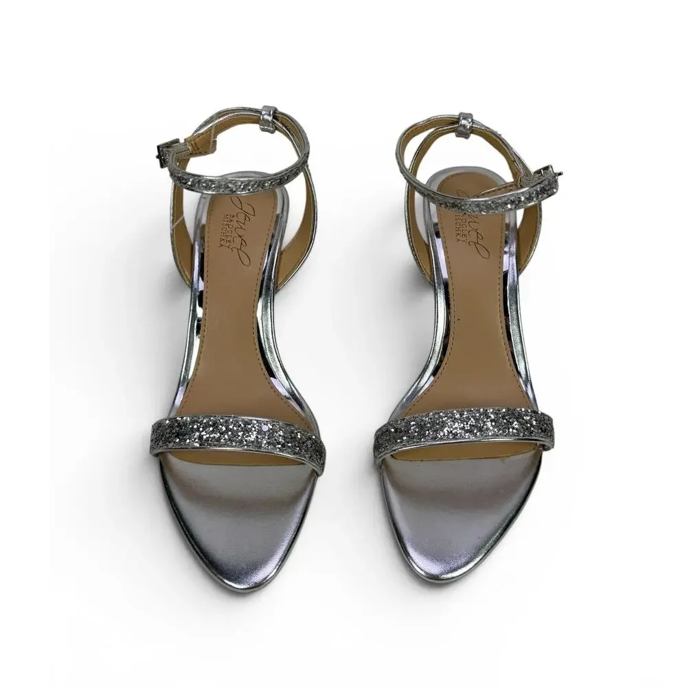 Badgley Mischka OJAI II  High Heels Womens 6 Metallic Smoke Glitter Evening Shoe